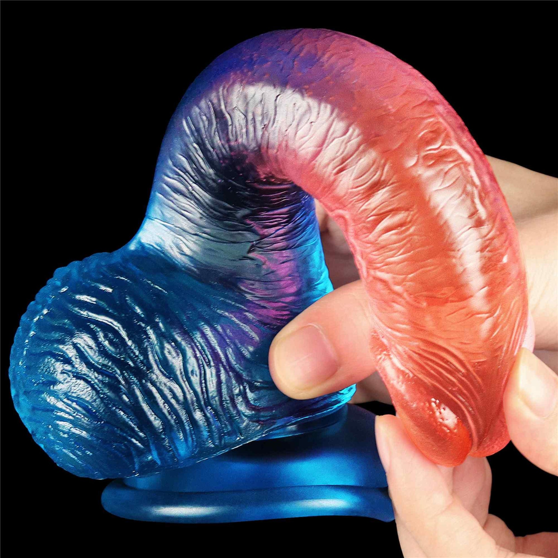 9-Dwukolorowe silikonowe dildo gumowe z przyssawką-9