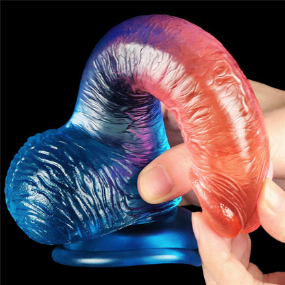 9-Dwukolorowe silikonowe dildo gumowe z przyssawką-9