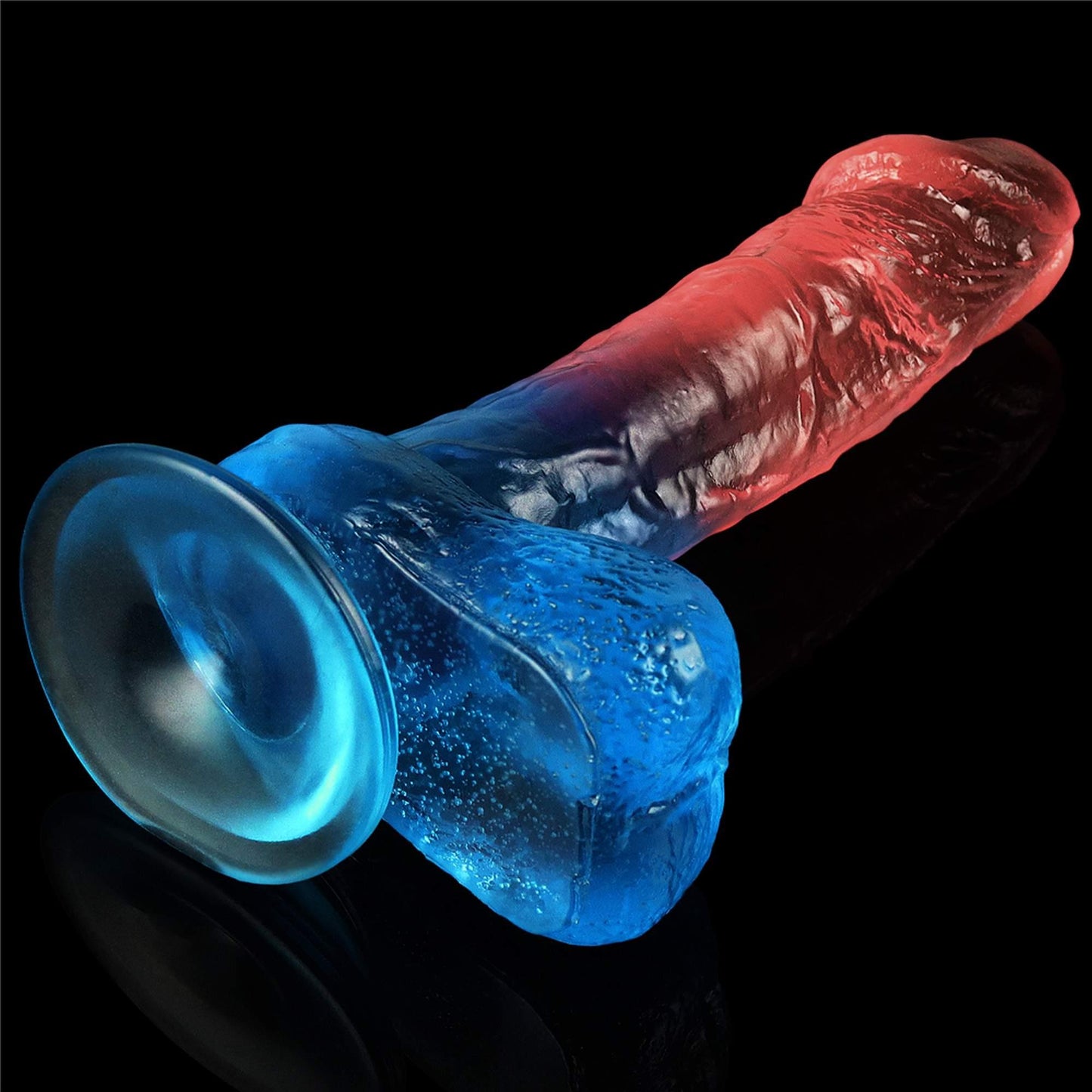 4-Duże żylaste dildo gumowe dwa kolory przyssawka-4