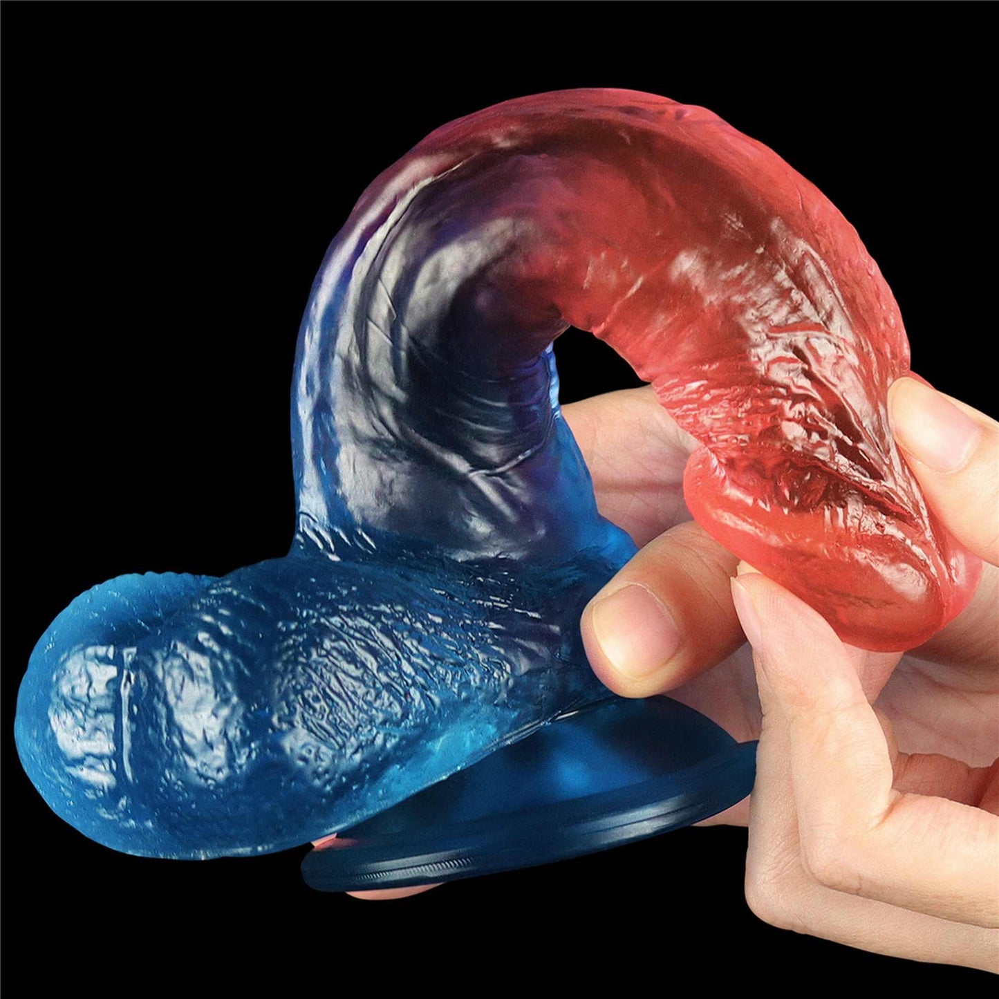 9-Duże żylaste dildo gumowe dwa kolory przyssawka-9