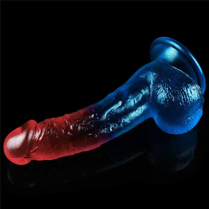 4-Duże dwukolorowe dildo giętkie z przyssawką 20 cm-4