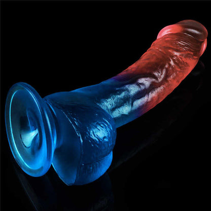 5-Duże dwukolorowe dildo giętkie z przyssawką 20 cm-5