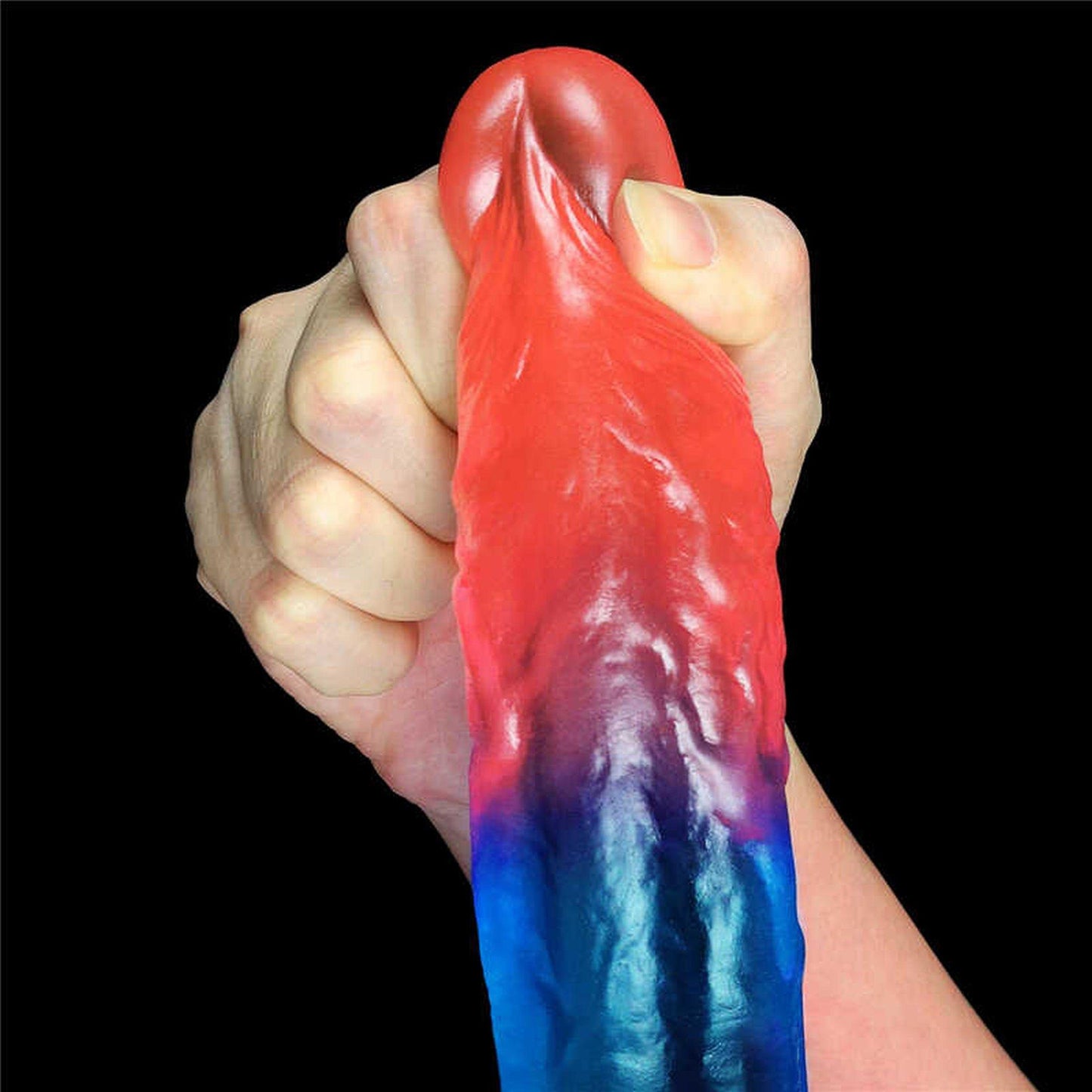 6-Duże dwukolorowe dildo giętkie z przyssawką 20 cm-6