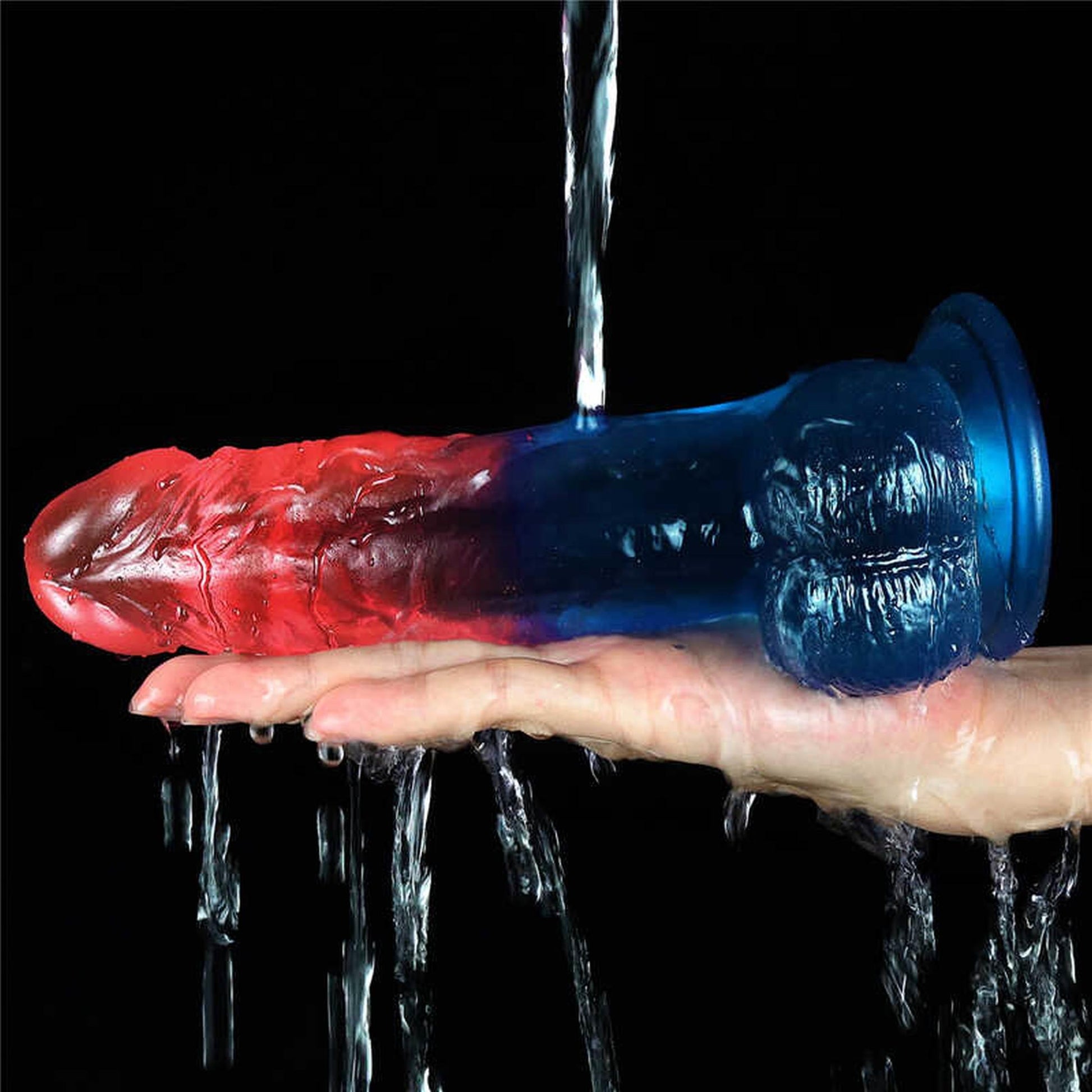 7-Duże dwukolorowe dildo giętkie z przyssawką 20 cm-7