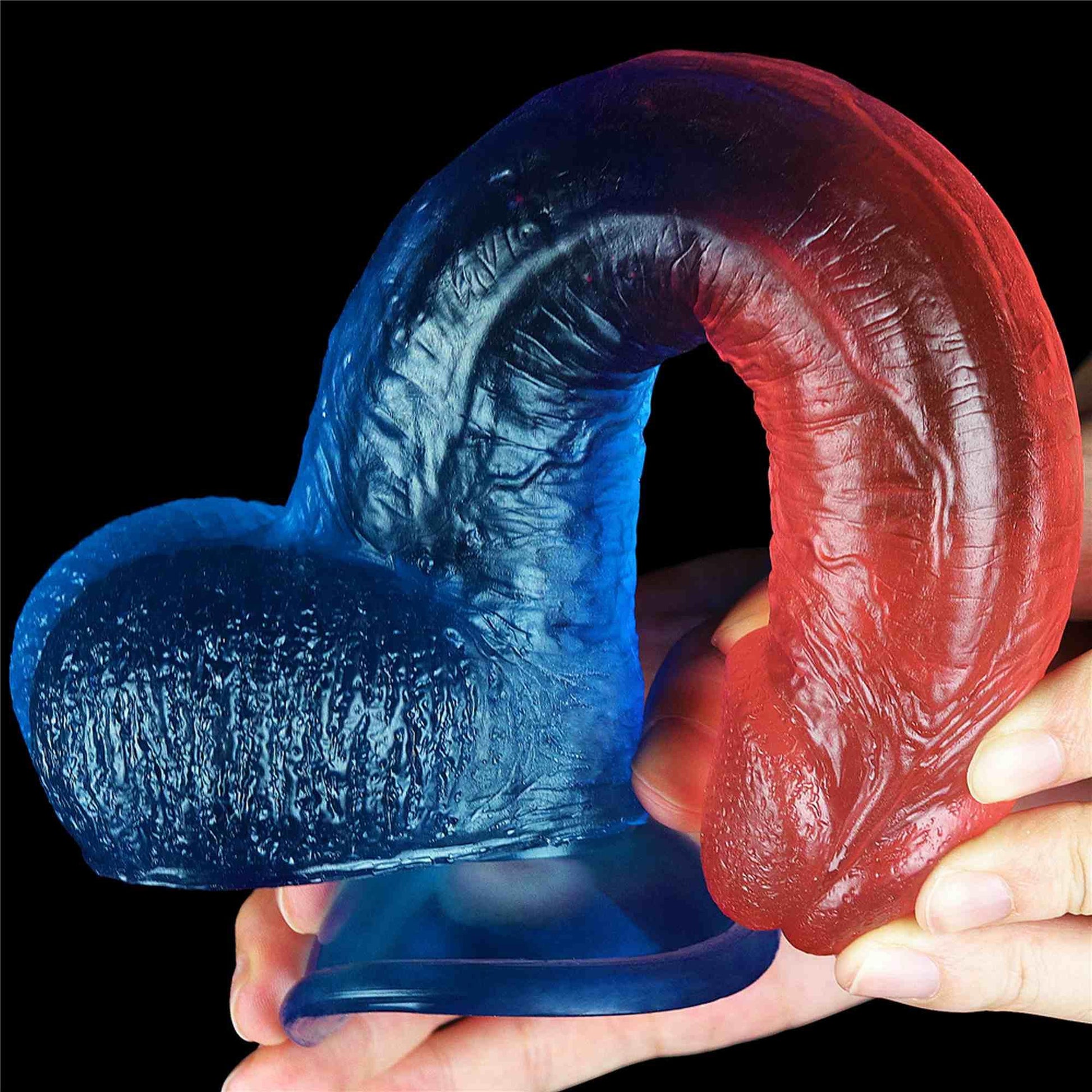 10-Dwa kolory dildo mocna przyssawka orgazm penis-10
