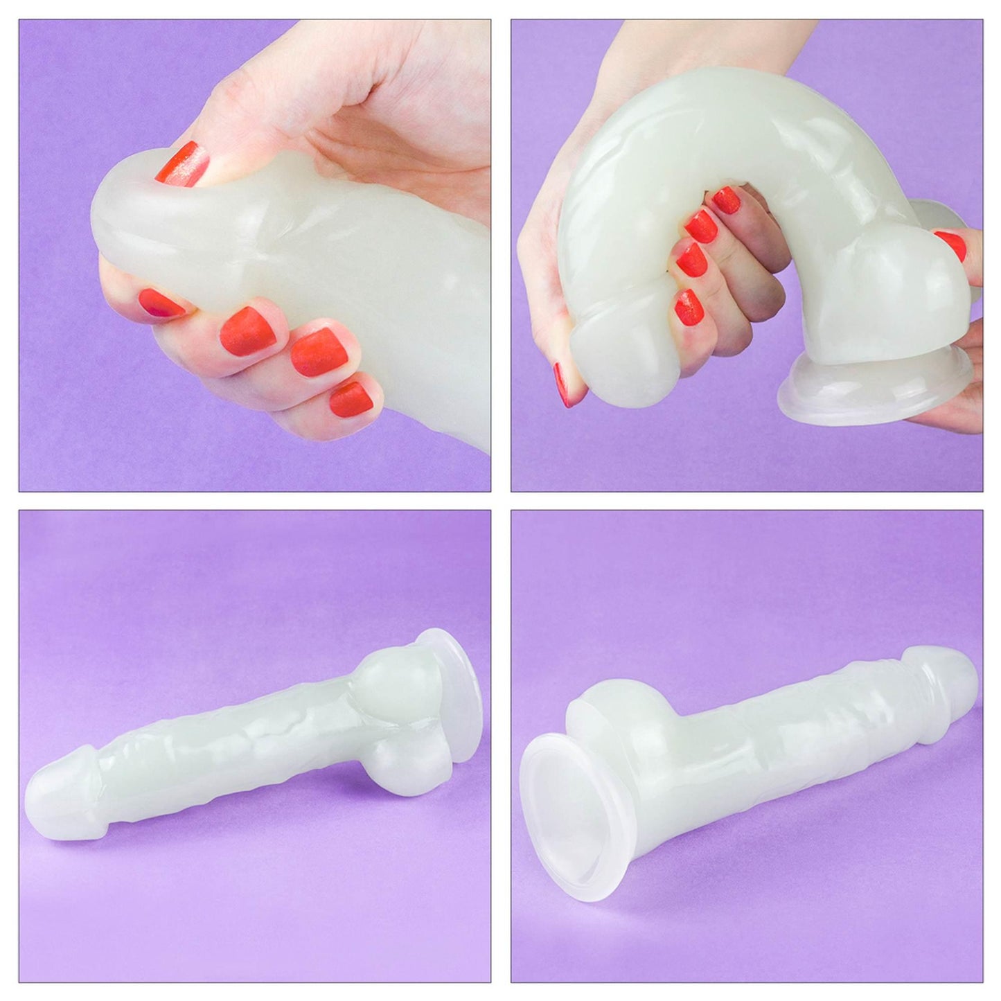 19-Dildo led giętkie duży penis podświetlany 21,5 cm-19