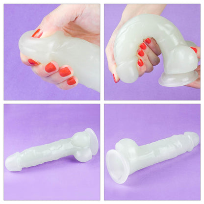 19-Dildo led giętkie duży penis podświetlany 21,5 cm-19