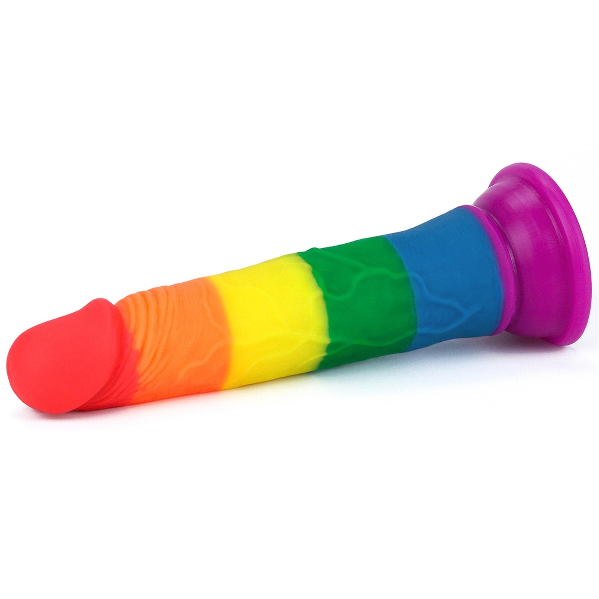 4-Tęczowe dildo elastyczne z przyssawką silikonowe-4