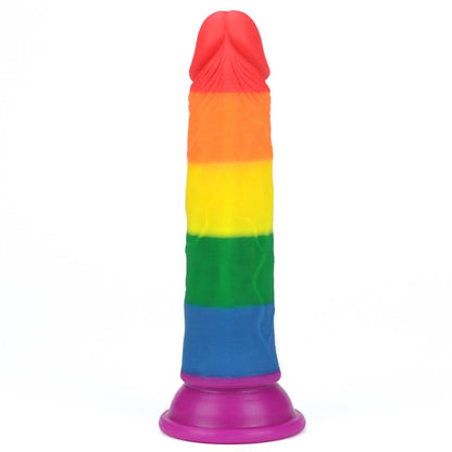 6-Tęczowe dildo elastyczne z przyssawką silikonowe-6