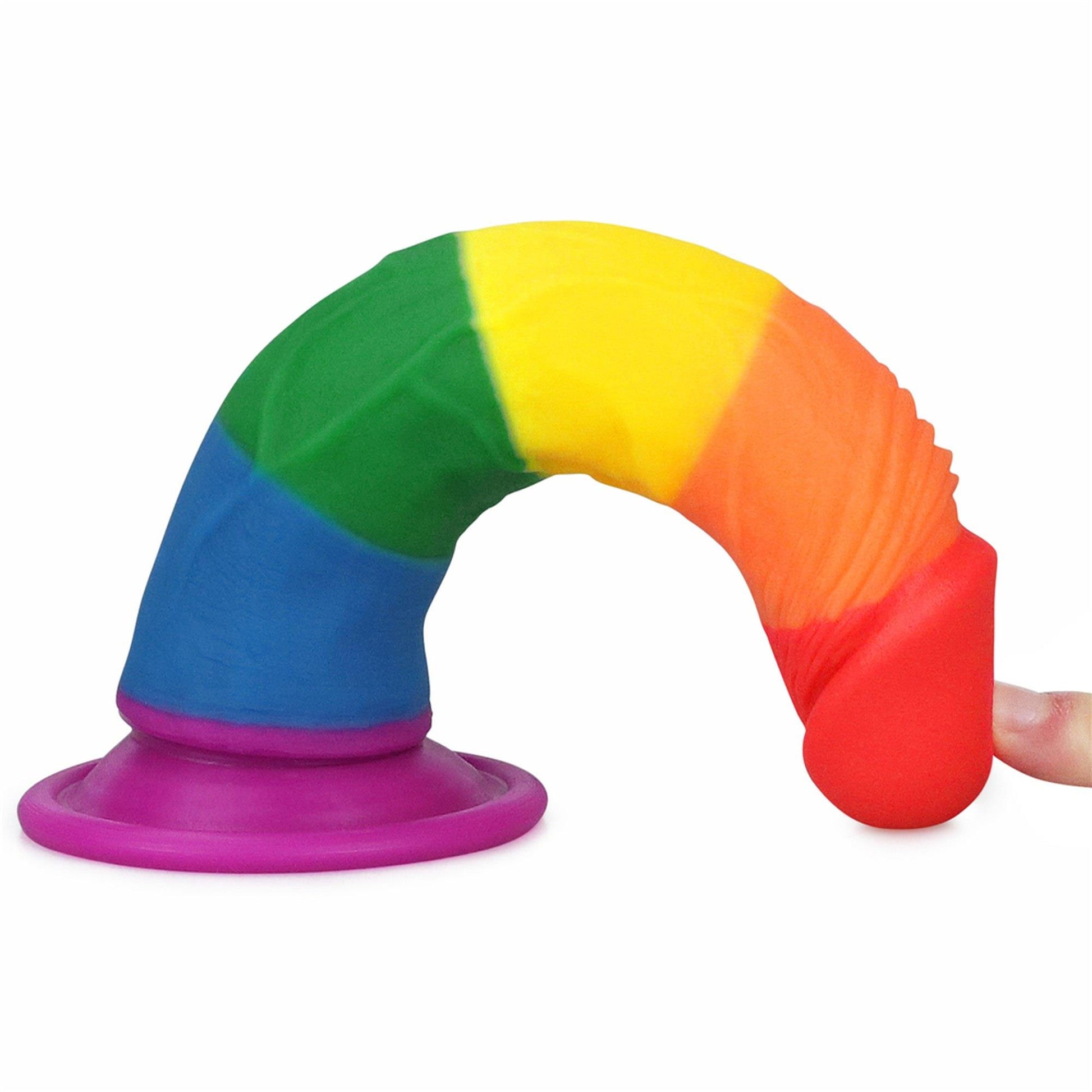 8-Tęczowe dildo elastyczne z przyssawką silikonowe-8