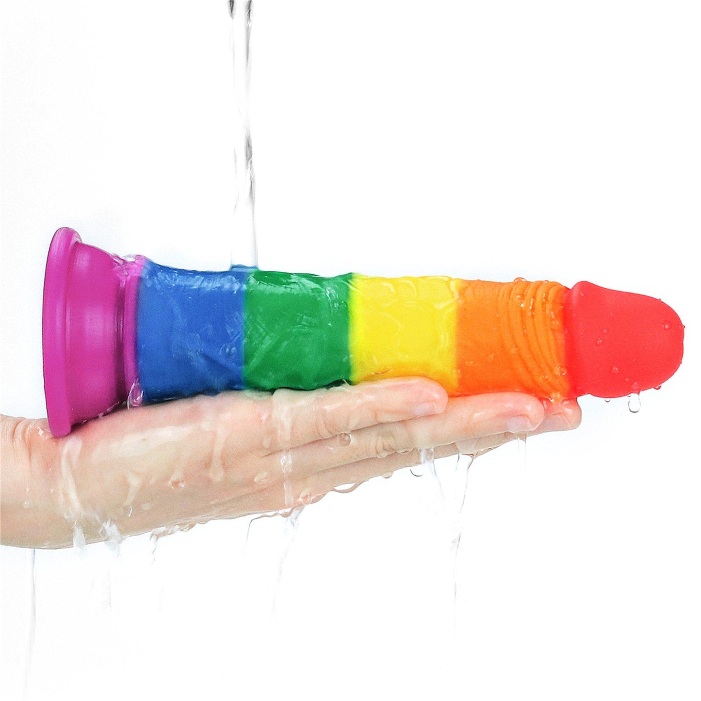 9-Tęczowe dildo elastyczne z przyssawką silikonowe-9