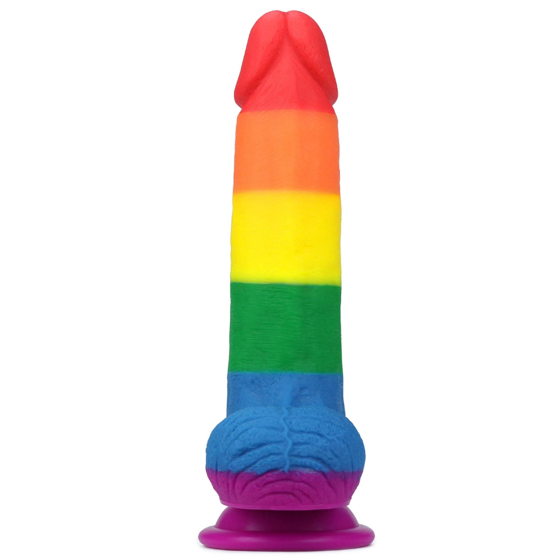 3-Dildo tęczowe giętkie silikonowe przyssawka 19,5cm-3