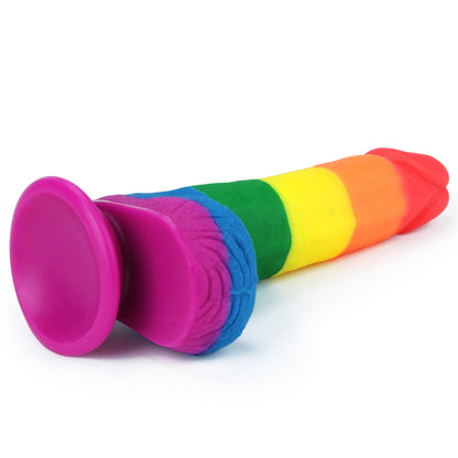 4-Dildo tęczowe giętkie silikonowe przyssawka 19,5cm-4
