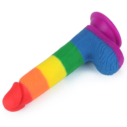 5-Dildo tęczowe giętkie silikonowe przyssawka 19,5cm-5