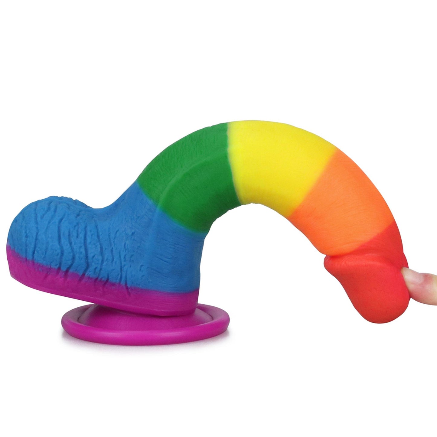 6-Dildo tęczowe giętkie silikonowe przyssawka 19,5cm-6
