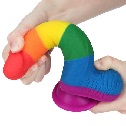 7-Dildo tęczowe giętkie silikonowe przyssawka 19,5cm-7