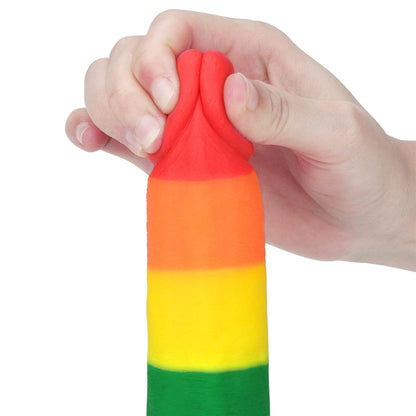 8-Dildo tęczowe giętkie silikonowe przyssawka 19,5cm-8