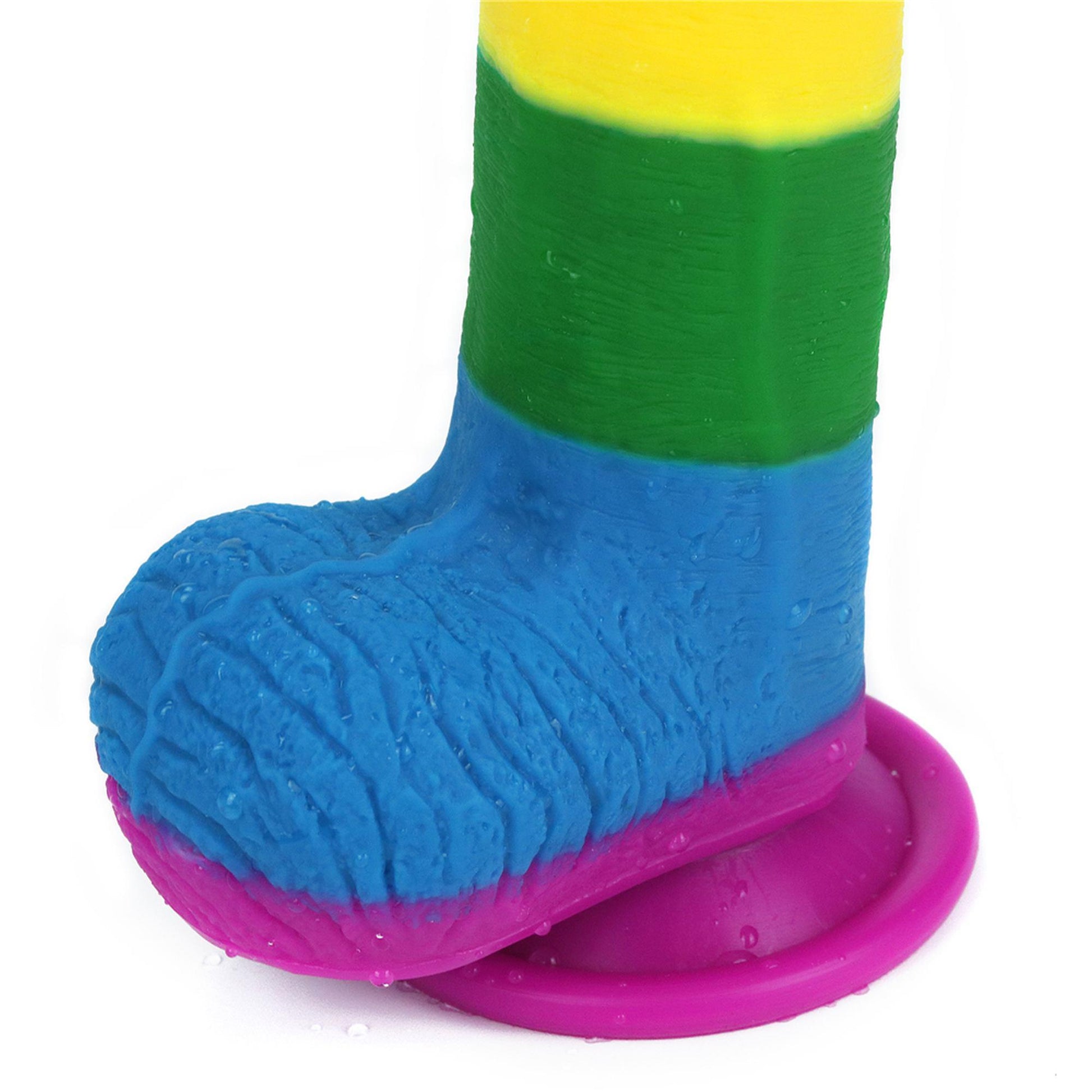 9-Dildo tęczowe giętkie silikonowe przyssawka 19,5cm-9