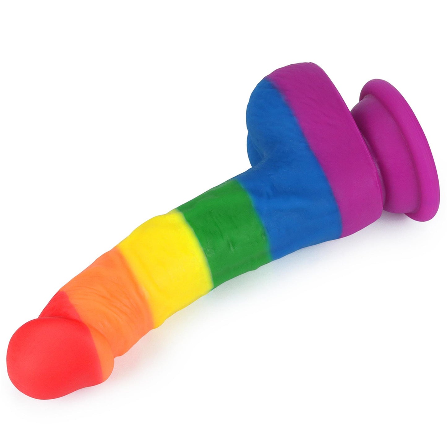 4-Tęczowe dildo elastyczne z przyssawką 20,5 cm-4