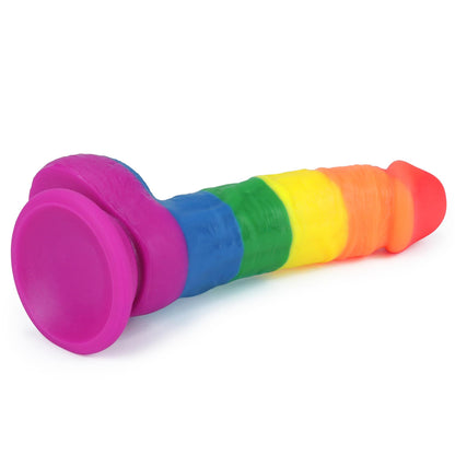 5-Tęczowe dildo elastyczne z przyssawką 20,5 cm-5