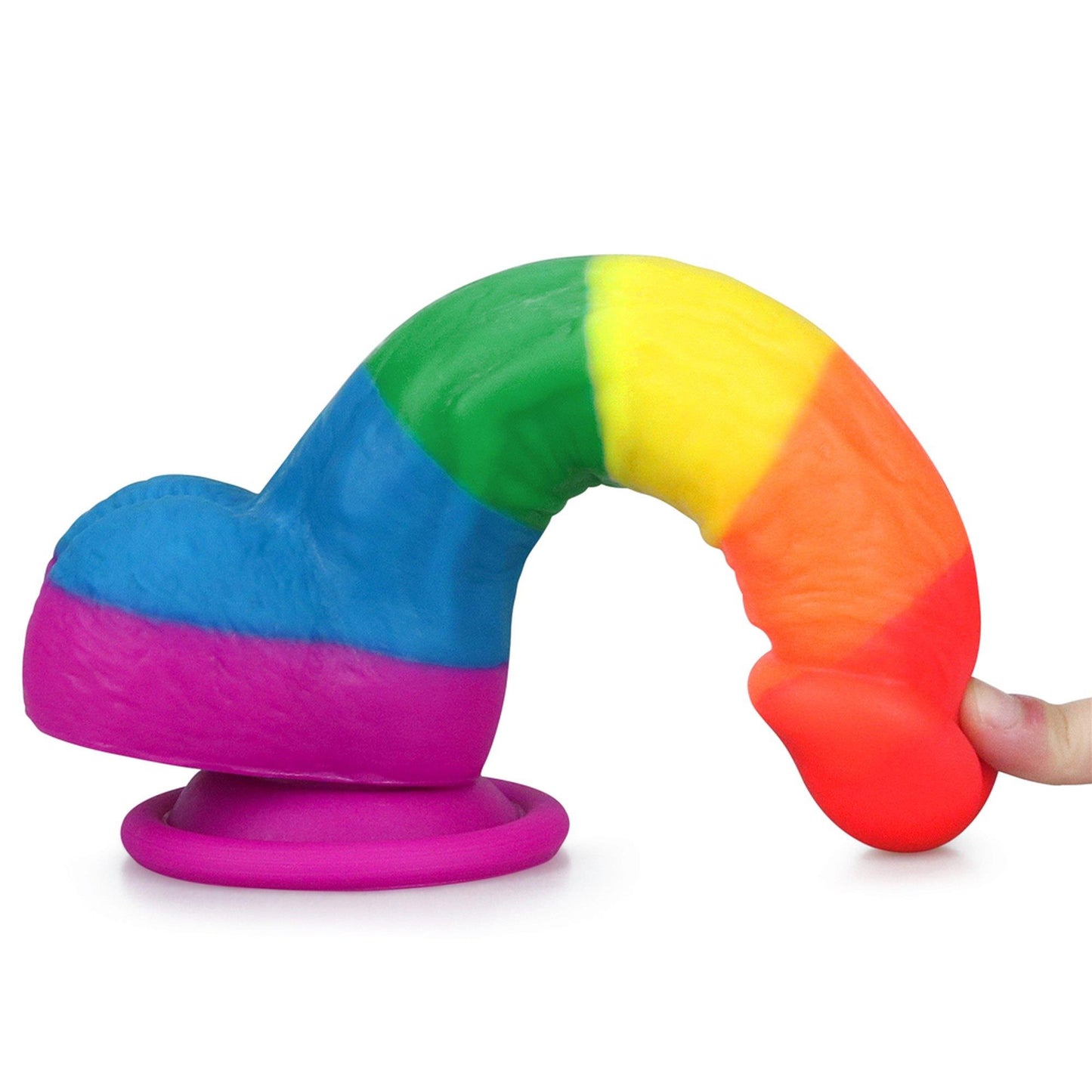 6-Tęczowe dildo elastyczne z przyssawką 20,5 cm-6