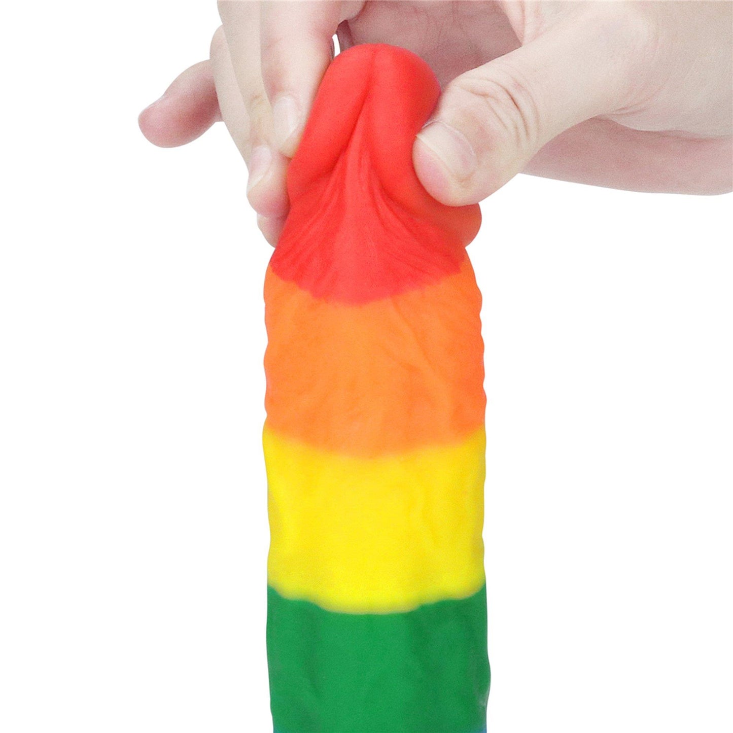 8-Tęczowe dildo elastyczne z przyssawką 20,5 cm-8