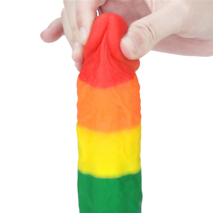 8-Tęczowe dildo elastyczne z przyssawką 20,5 cm-8