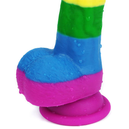 9-Tęczowe dildo elastyczne z przyssawką 20,5 cm-9