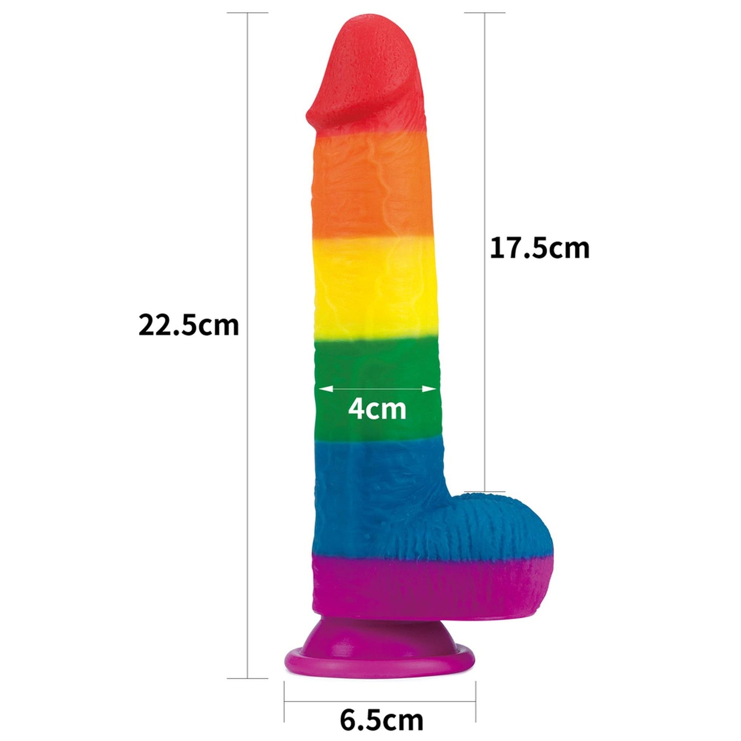 2-Dildo tęczowe elastyczne z przyssawką 22,5 cm-2