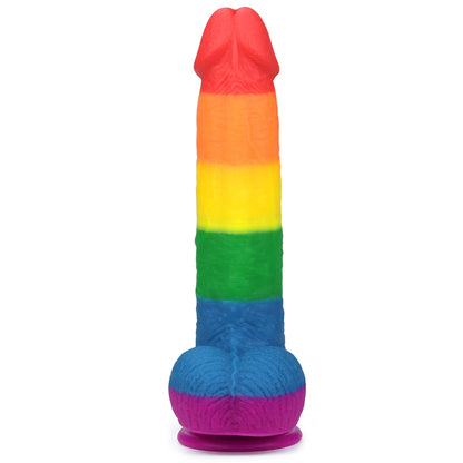 3-Dildo tęczowe elastyczne z przyssawką 22,5 cm-3