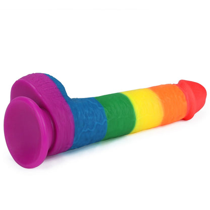 6-Dildo tęczowe elastyczne z przyssawką 22,5 cm-6