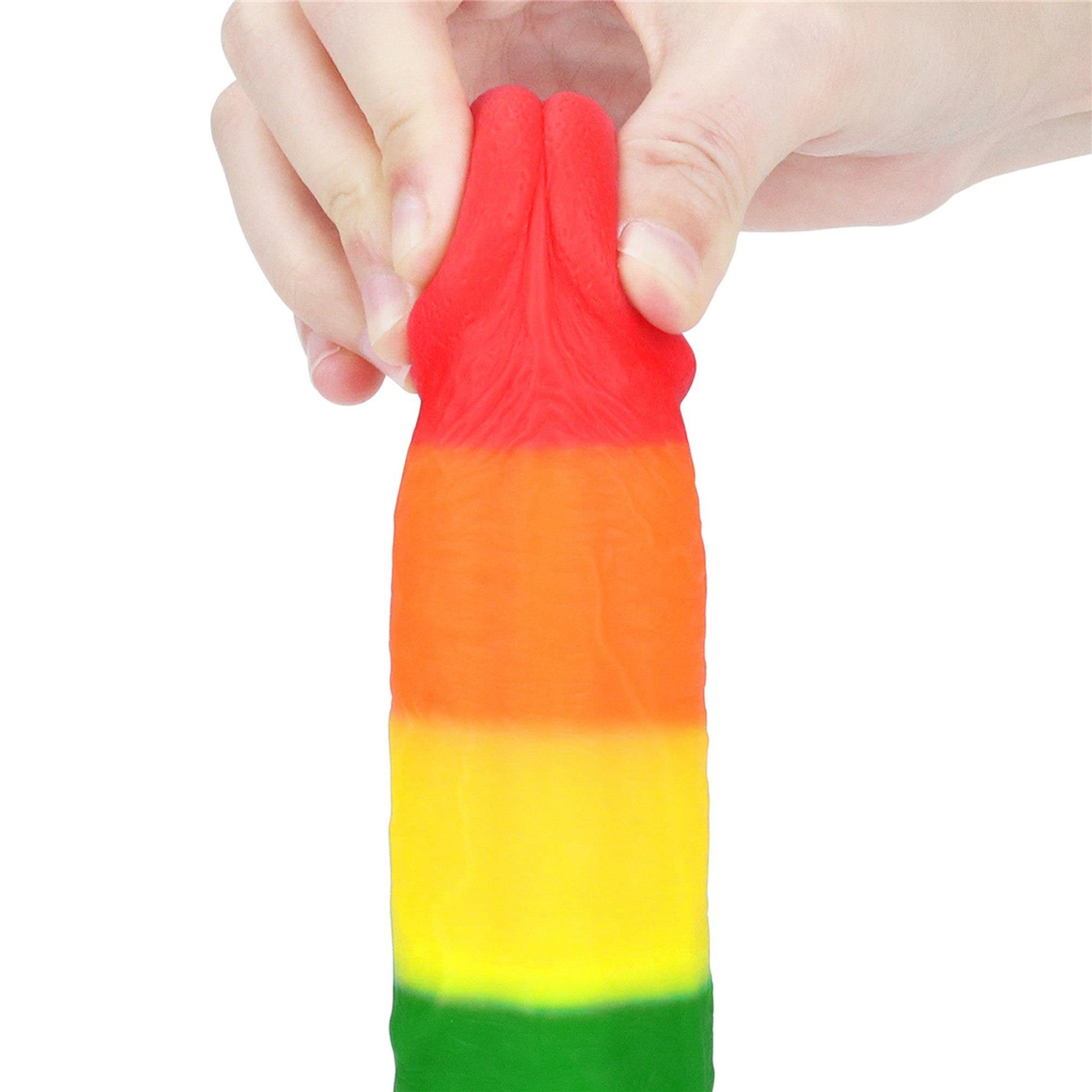 8-Dildo tęczowe elastyczne z przyssawką 22,5 cm-8