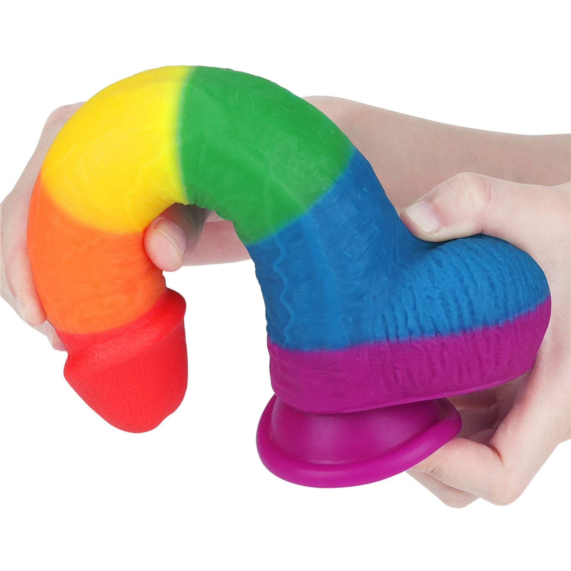 9-Dildo tęczowe elastyczne z przyssawką 22,5 cm-9