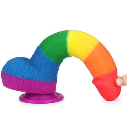 10-Dildo tęczowe elastyczne z przyssawką 22,5 cm-10