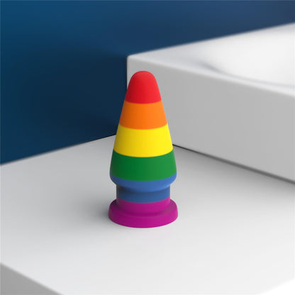 7-Tęczowa zatyczka analna korek  elastyczny 15 cm-7
