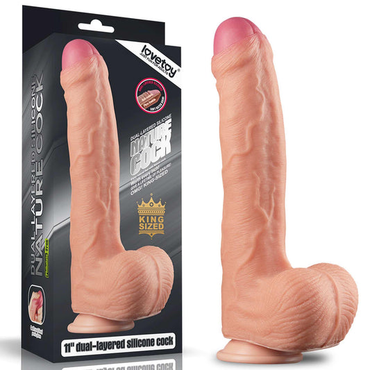 1-Giętkie realistyczne dildo z przyssawką penis 28cm-1