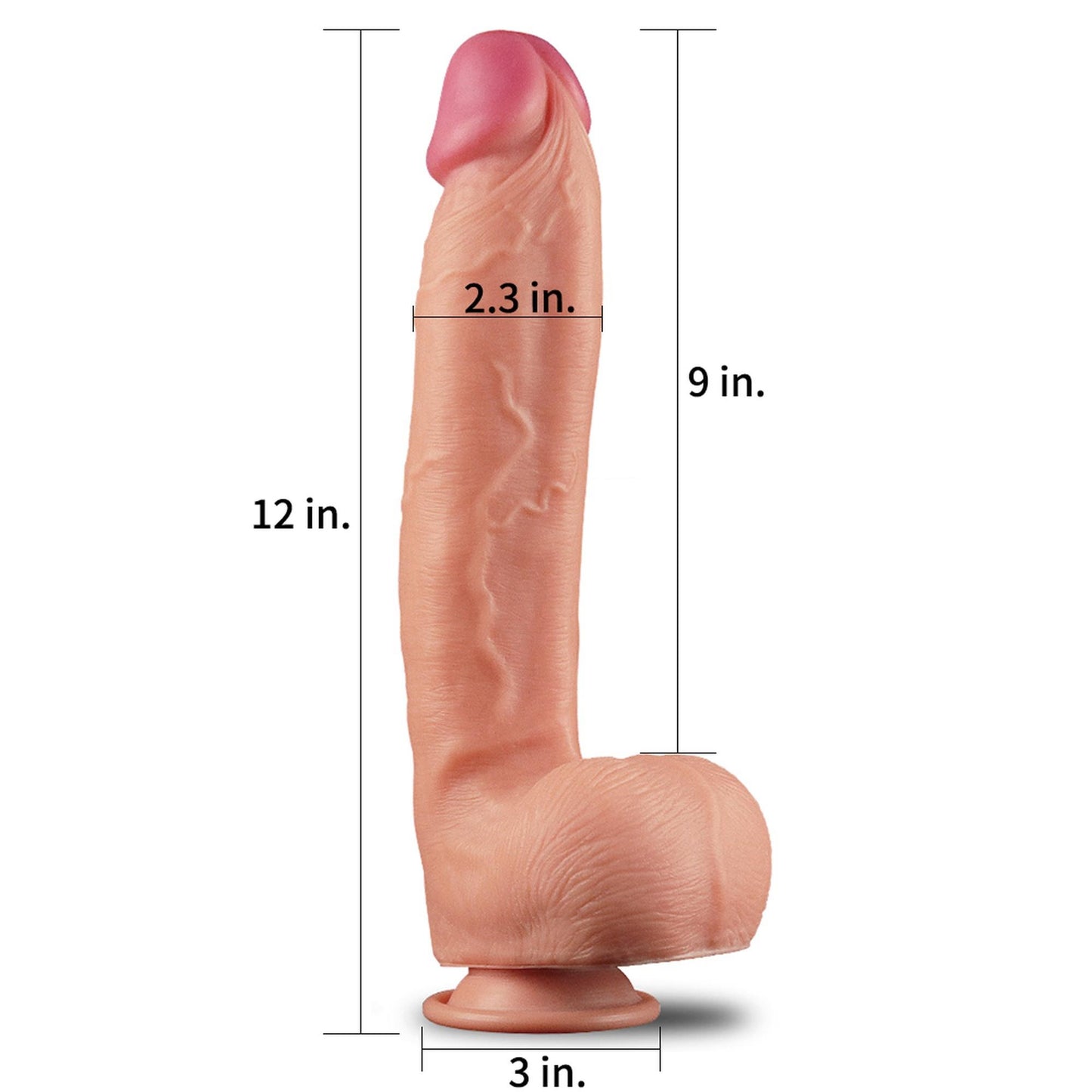 2-Grube realistyczne żylaste dildo przyssawka 30,5cm-2