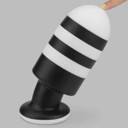13-ZATYCZKA ANALNA CZARNO-BIAŁA SILIKONOWA KOREK ANALNY PLUG 19,5 CM-13