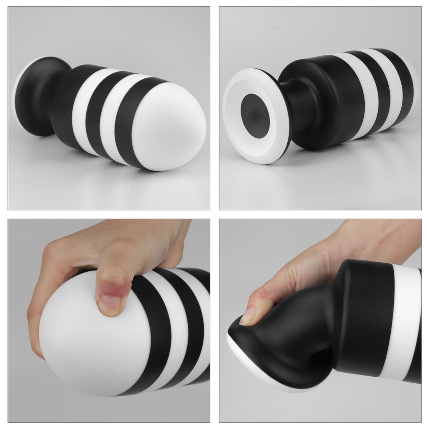 14-ZATYCZKA ANALNA CZARNO-BIAŁA SILIKONOWA KOREK ANALNY PLUG 19,5 CM-14