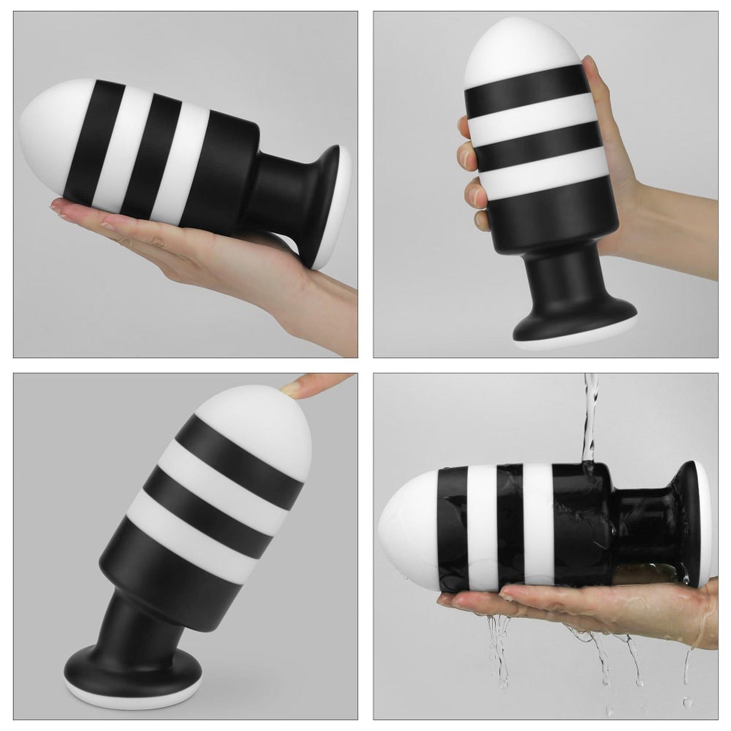 15-ZATYCZKA ANALNA CZARNO-BIAŁA SILIKONOWA KOREK ANALNY PLUG 19,5 CM-15