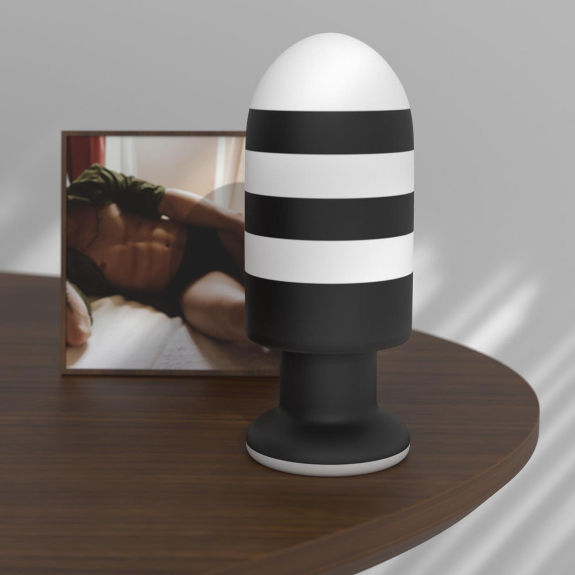 2-ZATYCZKA ANALNA CZARNO-BIAŁA SILIKONOWA KOREK ANALNY PLUG 19,5 CM-2