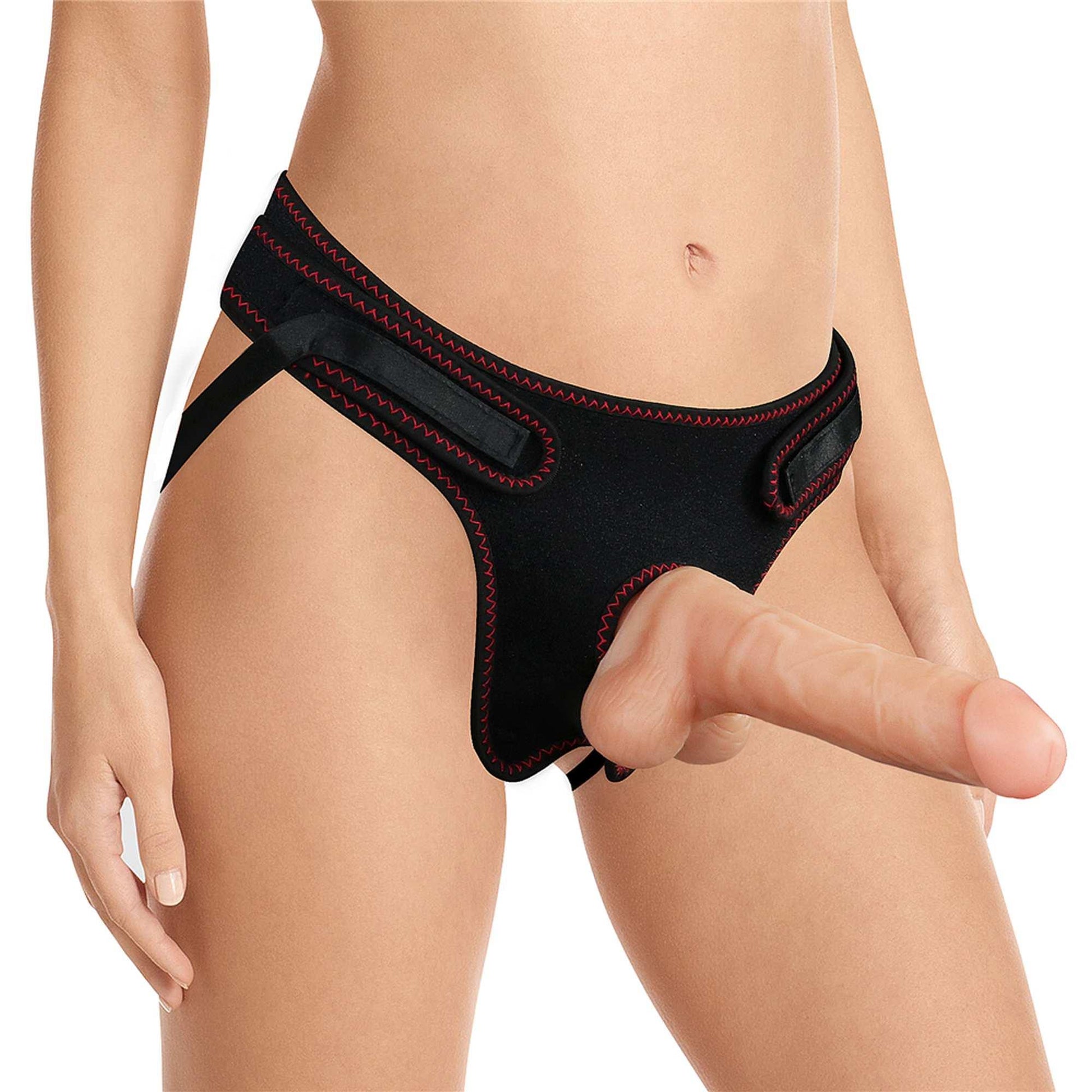 4-Strap-on z elastycznym penisem realistyczny 19 cm-4