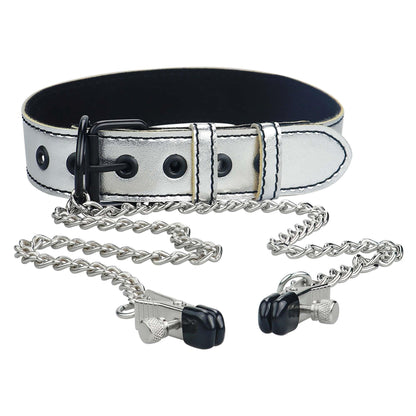 1-Uprząż obroża z nasutnikami na łańcuszkach bdsm-1