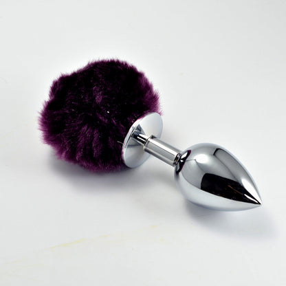 2-Korek analny z purpurowym puszkiem ze stali 8 cm-2