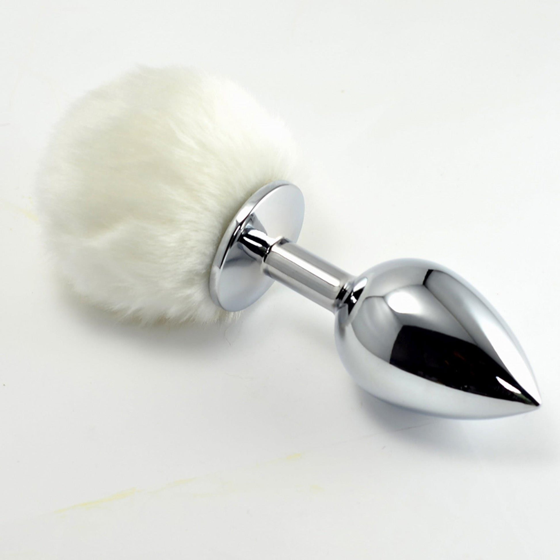 2-Biały mały koreczek analny wykonany ze stali 8cm-2