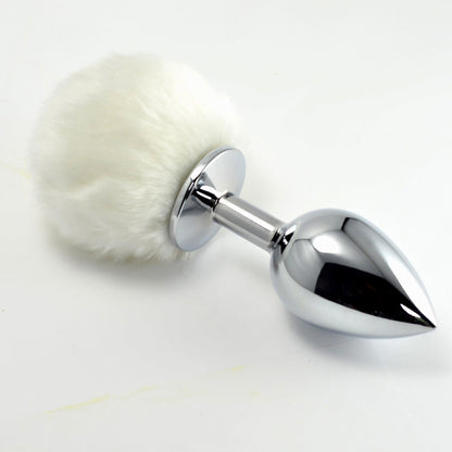 2-Biały mały koreczek analny wykonany ze stali 8cm-2