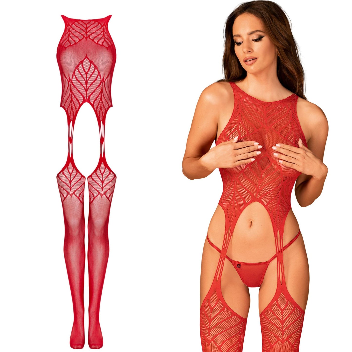 7-Koronkowe bodystocking erotyczny czerwone  XL/XXL-7