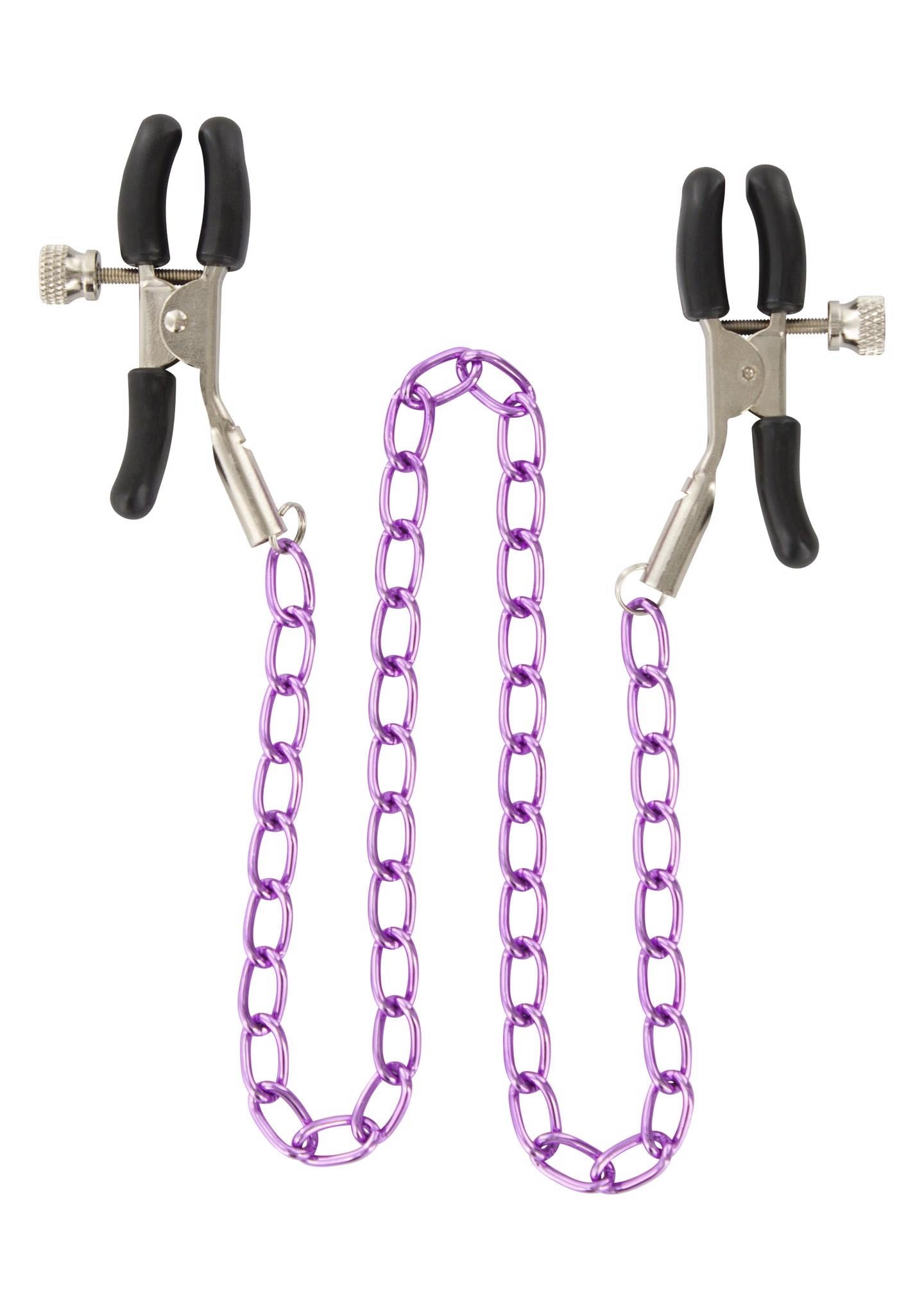 1-Klamry na sutki fioletowy łańcuszek bdsm bondage-1