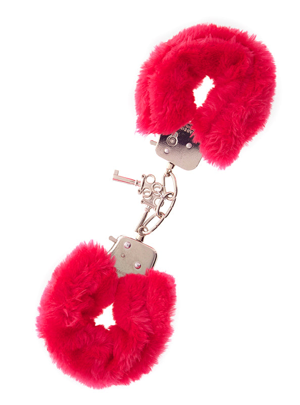 1-Kajdanki-METAL HANDCUFF WITH PLUSH RED-1