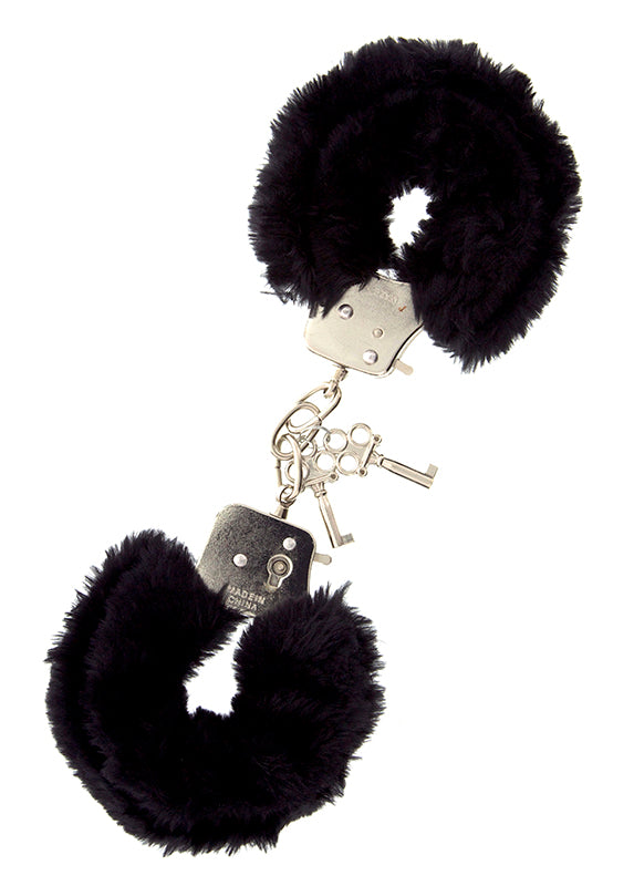 1-Kajdanki-METAL HANDCUFF WITH PLUSH BLACK-1